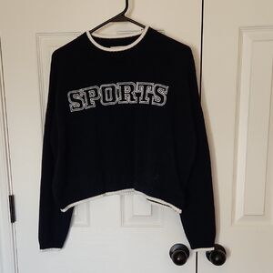 Sincerely Jules Navy Sweater with White Trim
